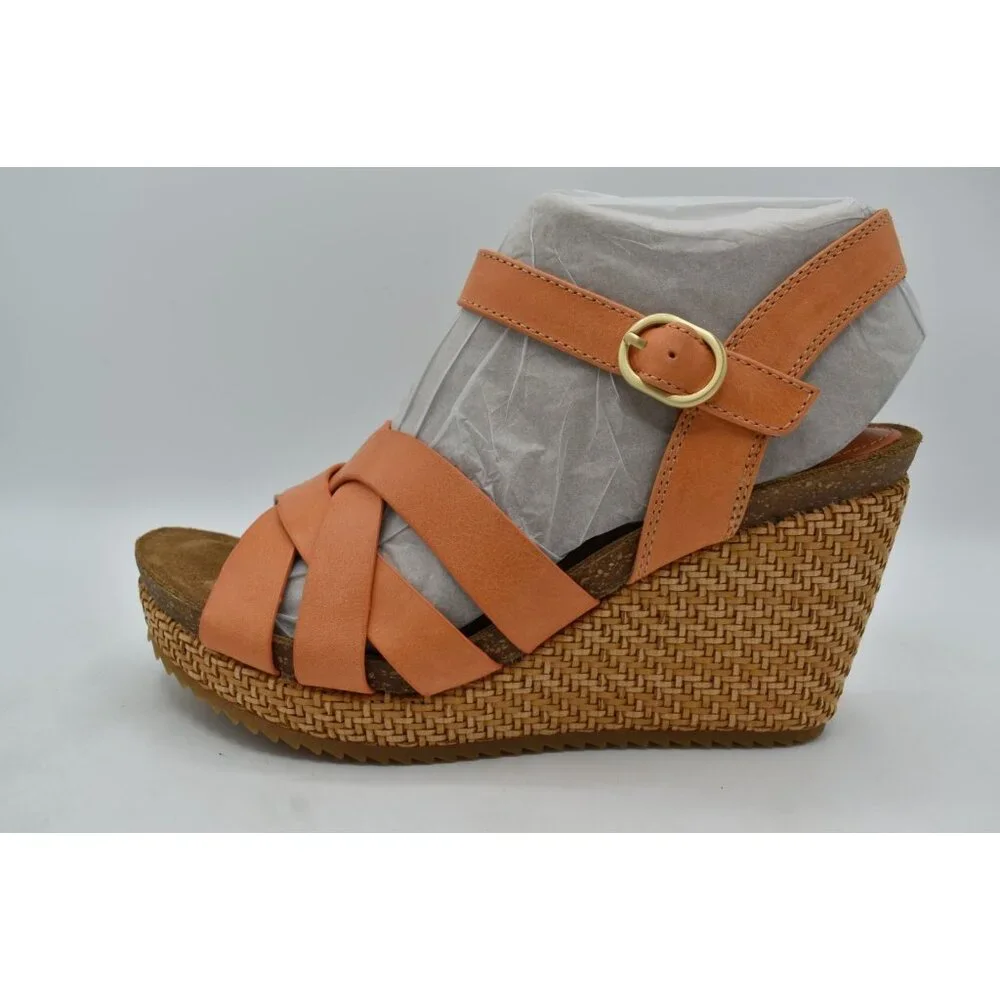 Sofft Womens Size‎ 11 Carlana Sunset Orange Leather Wedge Sandals Shoes